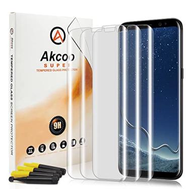 Imagem de [Pacote com 3] Película protetora de tela para Galaxy S8 Plus, película de vidro temperado para Samsung Galaxy S8 Plus [cobertura total] [toque sensível] [compatível com capas]