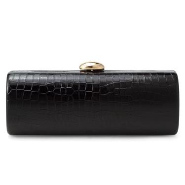 Imagem de Buric Bolsas femininas de couro PU para noite com estampa de crocodilo, bolsas de ombro com envelope formal para casamento, Preto