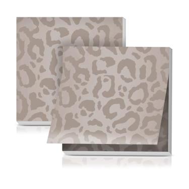 Imagem de LETRLYK Pacote com 2 notas adesivas 7,5 x 7,6 cm, forte poder de colagem, fácil de colocar para casa, escritório, 80 folhas/blocos, estampa de leopardo preto