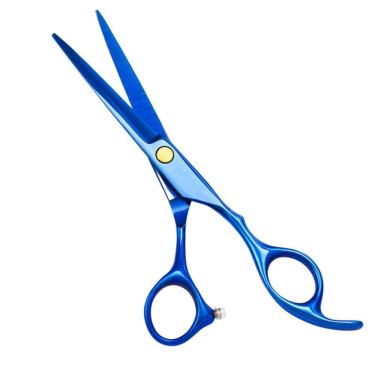 Imagem de Tesoura De Corte Cabeleireiro Barbeiro 6 P Fio Navalha Azul
