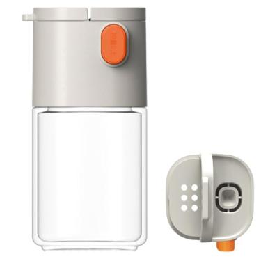 Imagem de Meça a garrafa de tempero, saleiro ou pimenteiro, item essencial para cozinha, medidor de vidro, sal de especiarias, páprica, pimenta, cominho em pó, frasco de especiarias, sem BPA (bege)