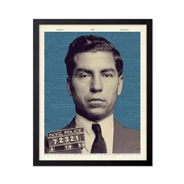 Imagem de Poster Master Impressão Lucky Luciano Mugshot - Pôster retrô italiano Gangster - Arte de dicionário - Design de parede de gangue de cinco pontos - Decoração de parede de quarto ou sala de estar - Arte