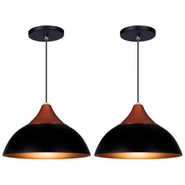 Imagem de Kit 2 Pendente Lustre Luminária Panama Preto C/Topo Cobre