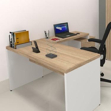 Imagem de Mesa Reta Natus 40mm 100 Cm 60 Cm Bramov Móveis Branco/carvalho Mel