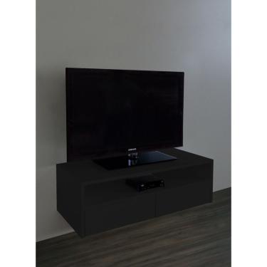 Imagem de Rack Para Tv Suspenso Bancada Com Nicho E Gaveta Preto Laca