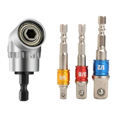 Imagem de Ioensy Conjunto de adaptadores de soquete sextavado, chave de fenda elétrica, dobradores, extensão de oficina, serviço pesado, haste sextavada de 1/4", Prata