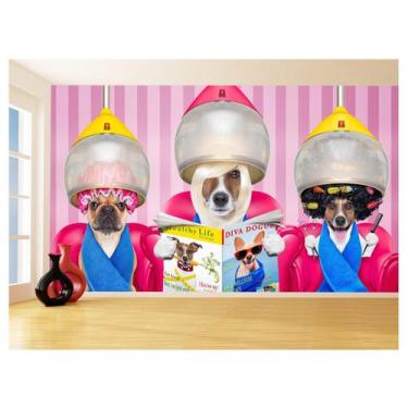 Imagem de Papel De Parede Animal Cão Petshop Banho Tosa 3,5M Anm408 - Você Decor