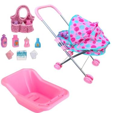 Imagem de Genérico, Kit Carrinho Boneca Bebê C/Banheira Banho Bolsa Maternidade