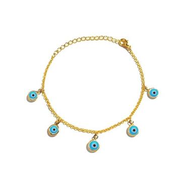 Imagem de Pulseira Pingentes Pontos De Luz Olho Grego Turmalina FOLHEADO OURO ANTIALERGICO