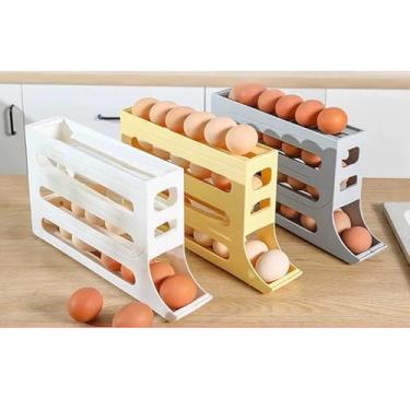 Imagem de Caixa Organizadora de Ovos Automática para Geladeira, Rolo Deslizante, 30 Ovos, 4 Camadas, Plástico Resistente, Economia de Espaço, Envio com Cores Sortidas