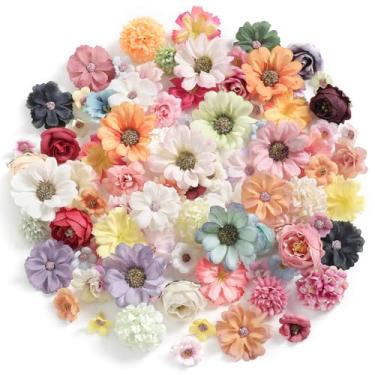 Imagem de rongflower Cabeças de flores falsas pequenas flores artificiais de seda DIY mini flores falsas rosa margarida flores suprimentos de artesanato para festa de casamento grinalda temporada de formatura