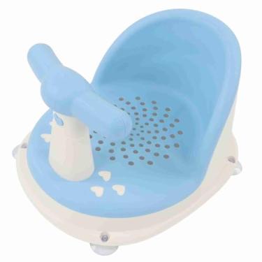 Imagem de KIMISS Cadeira de Chuveiro Infantil - Maçaneta Dobrável e Macio, Assento de Banho bebê Com Copos de Sucção para Facilitar o Uso Em Banheiros e Banheiros (Azul)