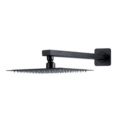 Imagem de Ducha Quadrada Slim 20x20cm Com Braço 40cm Inox Preta Domum