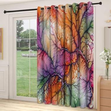 Imagem de Divisória de parede de cortina divisória colorida, cena abstrata tripla de ramos com atmosfera de céu em tons confusos, cortinas largas isoladas/cortinas de quarto (painel único), L 250 x C 213 cm