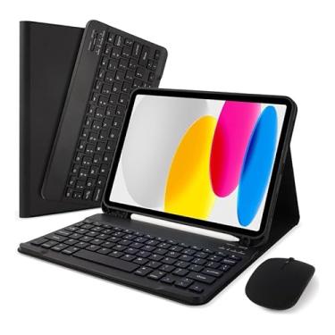 Imagem de Capa Tablet + teclado removível + Mouse Para Samsung Tab S7 Fe/S8 Plus/S7 Plus (Preto, Teclado comum)