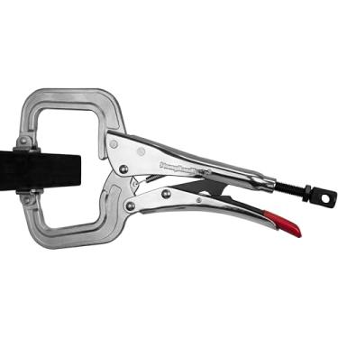 Imagem de Strong Hand Tools, Alicate de fixação C, 28 cm, ponta giratória, profundidade da garganta: 8 cm, abertura: 10 cm, parafuso de ajuste, liberação de mão única, aço tratado termicamente, PR115S