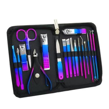 Imagem de Conjunto profissional de manicure - 9/18 peças - Kit de pedicure de aço inoxidável com alicate e cortador para paroníquia | Ferramentas para cuidados com as unhas em casa e salão, 18 peças