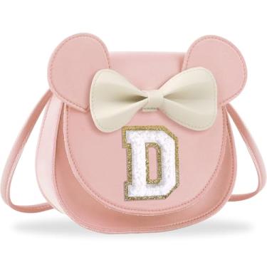 Imagem de Presentes de aniversário para meninas de 2, 3, 4, 5, 6, 7, 8, 9 e 10 anos de idade, bolsa infantil infantil para meninas pequenas com laço de orelha de rato personalizado, Pequeno-rosa-branco, D, D