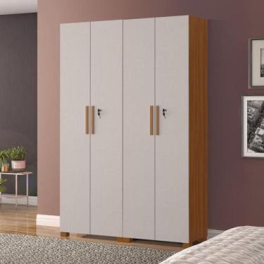 Imagem de Armário Multiuso Duplo Com Chave NT4020 Notável Móveis, Freijó/Off Whi