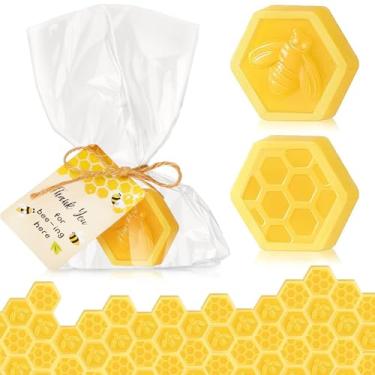 Imagem de Otuuz 24 peças de lembrancinhas de festa de abelhas para chá de bebê, favo de mel, favo de mel, sabonete de abelha com palito de favo de mel, lembrancinhas artesanais, presentes para convidados,
