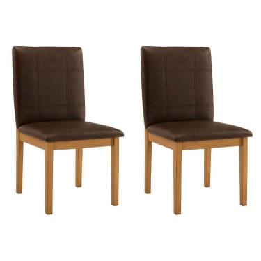 Imagem de Conjunto 2 Cadeiras ágata Verona Chocolate Pés Em Madeira Jcm