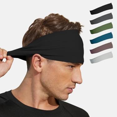 Imagem de VIMPEP Bandanas esportivas masculinas com faixa de suor para corrida, basquete, tênis, ioga, fitness, elástico e secagem rápida, unissex, preto, cinza escuro, verde, azul celeste, marrom, cinza