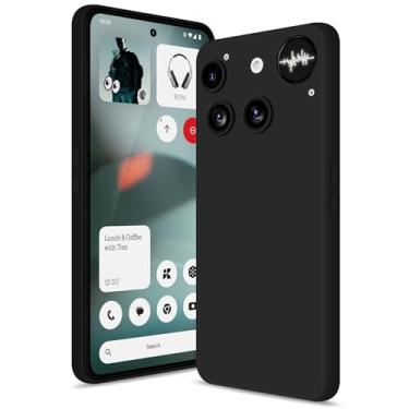 Imagem de Btstring Capa para Nothing Phone 3, capa de silicone macio com proteção de câmera atualizada, capa fina à prova de choque com forro de microfibra antiarranhões, preta