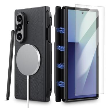 Imagem de Nillkin Capa para Samsung Galaxy Z Fold 7 Magsafe com suporte para caneta S e S Pen, protetor de tela integrado, capa dobrável 7 com proteção de dobradiça, compatível com MagSafe, capa fina magnética