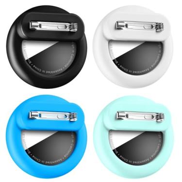 Imagem de Air Tags - Pacote com 4 capas ocultas para Apple AirTag Tracker com pino de segurança, antiperda para crianças, bebês, idosos, bagagem, sapatos, roupas, mochila - preto branco azul verde