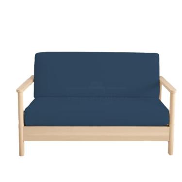 Imagem de Capas para futon sem braços tamanho solteiro – 100% algodão 400 fios – Capa protetora de sofá cama com zíper, capa de sofá-cama, lavável na máquina, azul médio