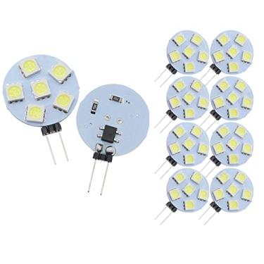 Imagem de Lâmpadas LED 1W G4 (pacote com 8) equivalentes a lâmpada de halogêneo de 10W, CC 12V regulável, 6 LEDs 5050 SMD, ângulo de feixe de 180 graus, luz do dia branca 6000K, base de dois pinos G4, lâmpada