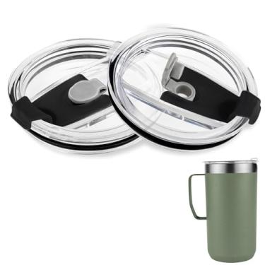 Imagem de Pacote com 2 tampas de substituição compatíveis com Stanley 680 g 340 g Camp Mug, tampa isolada à prova de derramamento para caneca de café de aço inoxidável (copos não incluídos)