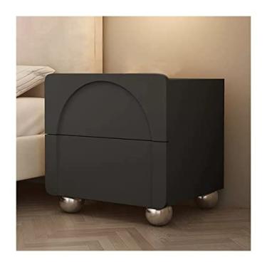 Imagem de Mesa de cabeceira, mesas de cabeceira modernas com pernas de mesa esféricas de aço inoxidável, mesa lateral adorável e prática, móveis de quarto da moda, mesa de canto preta (tamanho: C 40 x P 40 x A