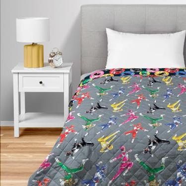 Imagem de Northwest Cobertor acolchoado solteiro Power Rangers Rangers Go, confortável para cama, para adultos, meninos e meninas, cobertor para todas as estações, 152 x 228 cm