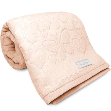 Imagem de Kit 3 Toalhas de Banho Aveludada Romance Dohler Macia Algodão Jacquard Fio Penteado Coração Borboleta 70 x 140 cm (Bege 10550)
