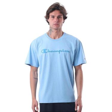 Imagem de Camiseta Manga Curta Champion Malhão Script Azul Claro-Masculino