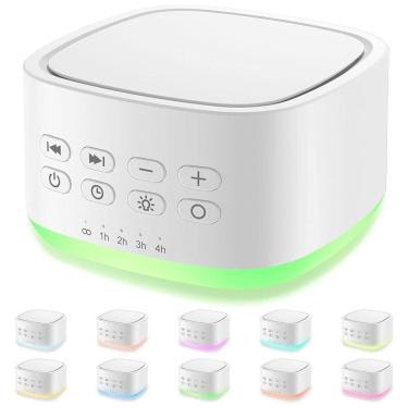 Imagem de Máquina de Ruído para Dormir, 25 Sons com 10 Luzes Ambiente Programável, 110v, MAGICTEAM White, Branco