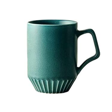 Imagem de GRFIT Caneca 370ML Vintage Caneca de Café Artesanal Caneca de Cerâmica Doméstica Copo de Bebida Personalidade Copo de Café de Casal (Cor: Latão)