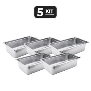 Imagem de Kit 5 Cuba Sem Alca Inox 1/1 Gn 150 Para Buffet