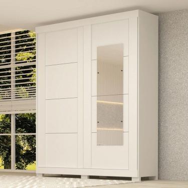Imagem de Guarda-Roupa Casal Helena 2 Portas 2 Gavetas com Espelho 100% Mdf Branco - Acp Móveis