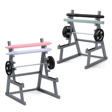 Imagem de 2 suportes de caneta para agachamento, mini suporte de caneta de barra, suporte de caneta engraçado com pesos e halteres, mini rack de agachamento, decoração de mesa para amantes de academia, academia
