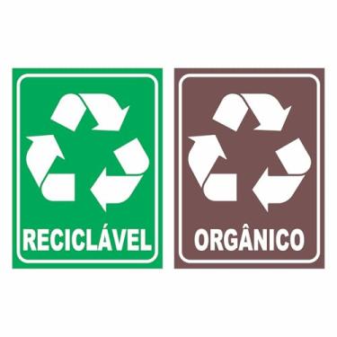 Imagem de Adesivo para Lixeira Kit Coleta Seletiva: Orgânico + Reciclável 15x20 cm