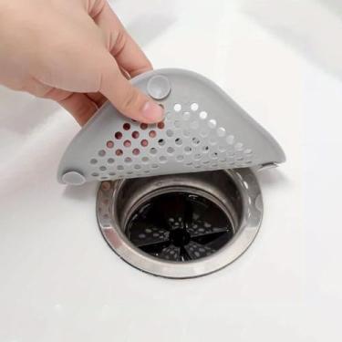 Imagem de 1 capa de silicone para ralo de cabelo, filtro de pia coletor de cabelo, capa de pia para cozinha e banheiro (cinza)