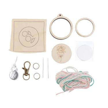 Imagem de Phefop Mini Chaveiro de Argola de Bordado de Madeira, Artesanato de Madeira Compensada Com Chaveiro, Kit Exclusivo de Bordado DIY para Iniciantes e Entusiastas da Arte
