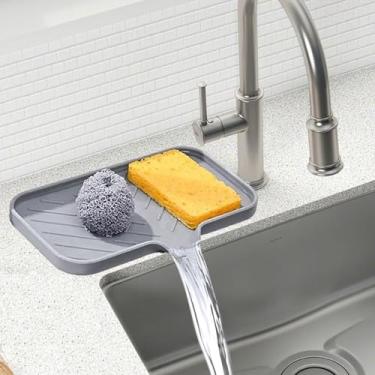 Imagem de Bandeja de sabão de cozinha, saboneteiras de silicone para banheiro, suporte de esponja para pia de cozinha para balcão de banheiro, organizador de organizador para garrafa de sabonete, dispensador de