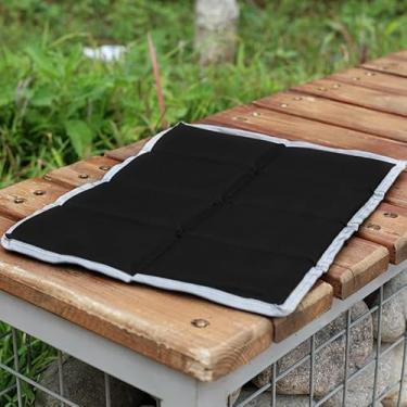 Imagem de Almofada de assento dobrável para uso externo – Almofada de assento portátil isolada à prova d'água, acampamento, caminhada, piquenique, pesca (preto)