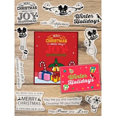 Imagem de Carimbos claros de Natal para fazer cartões e decorações de álbum de fotos, selos de borracha transparente com floco de neve de sino para artigos de scrapbook