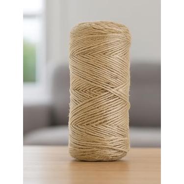 Imagem de Fio de juta natural de 1,80 m para artesanato, embrulho de presente, embalagem, jardinagem, macramê, decoração DIY, cordão fino de cânhamo para decoração de casa, suporte de plantas, Natal e projetos