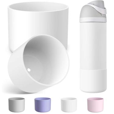 Imagem de Bota de silicone para garrafa de água Owala 1,134 g, capa protetora antiderrapante para garrafas de água de aço inoxidável - branca