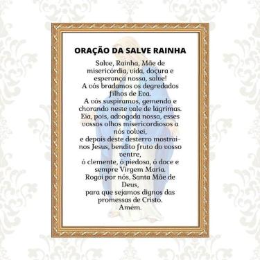 Imagem de Quadro Moldura Dourada Oração Salve Rainha 45X34Cm